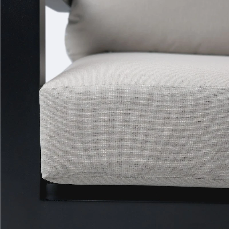 Troy Left Hand Facing Loveseat- Black Frame - Beige Cushions