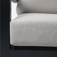 Troy Left Hand Facing Loveseat- Black Frame - Beige Cushions