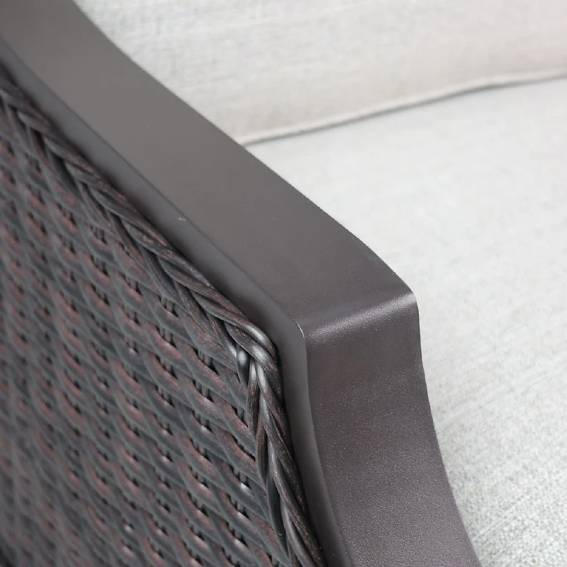 Vienna Sofa - Brown Frame/Wicker, Linen Cushions