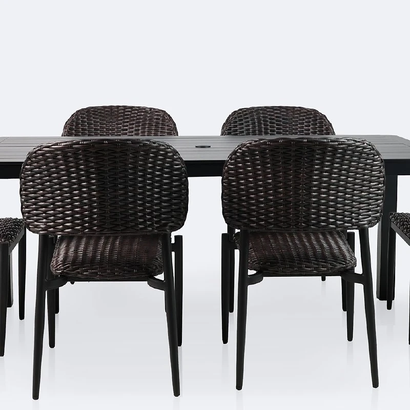 Austin Dining Set - 6 Seats- Black/Brown