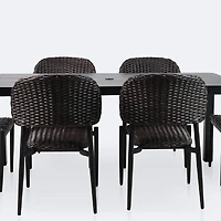Austin Dining Set - 6 Seats- Black/Brown