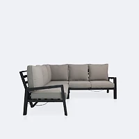Elloise Reclining Sectional  - Black Frame, Grey Clay Cushions