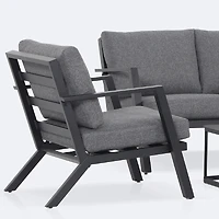 Kyoto Conversation Set – Black Frame - Charcoal Cushions