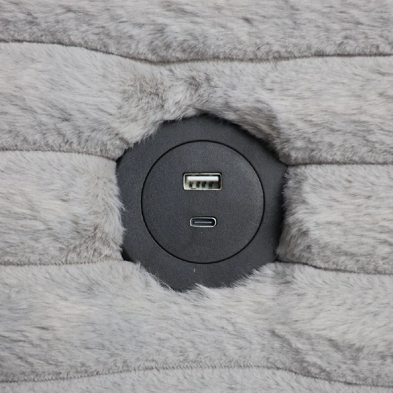 Luna Ultra Plush Sectional with Dual Cupholders and USB Ports - Grey