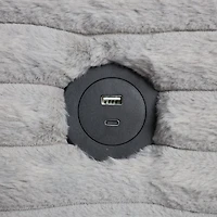 Luna Ultra Plush Sectional with Dual Cupholders and USB Ports - Grey