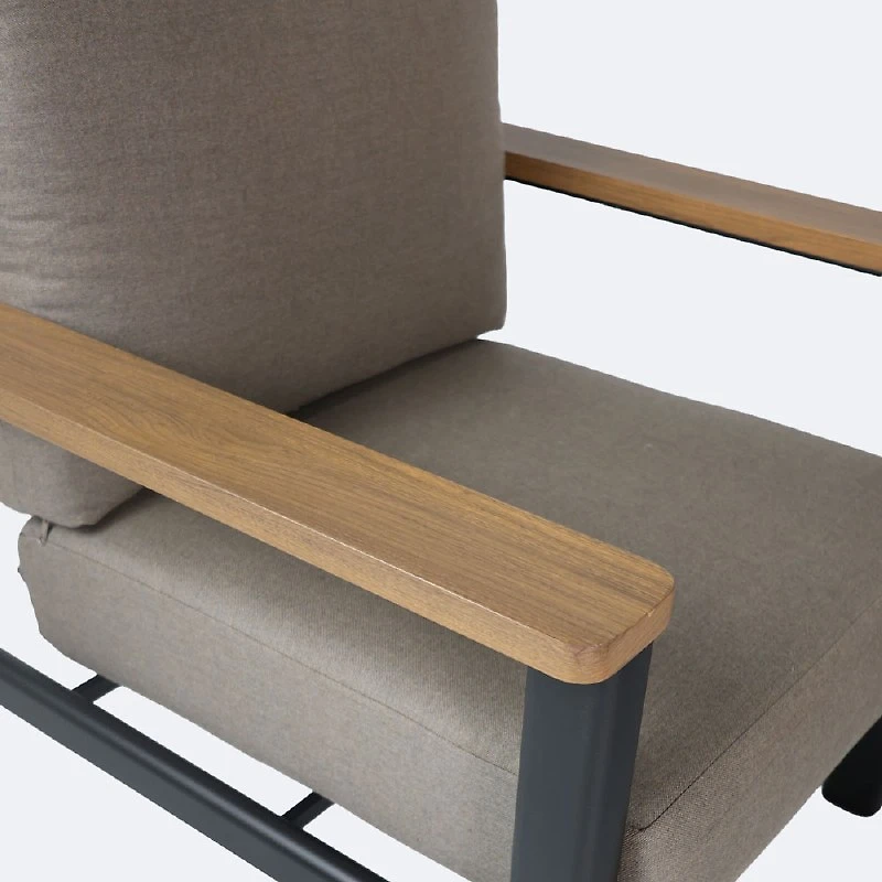 Rumi Sofa Conversation Set with Coffee Table - Woodlook/Black Frame / DotBella Truffle Cushion