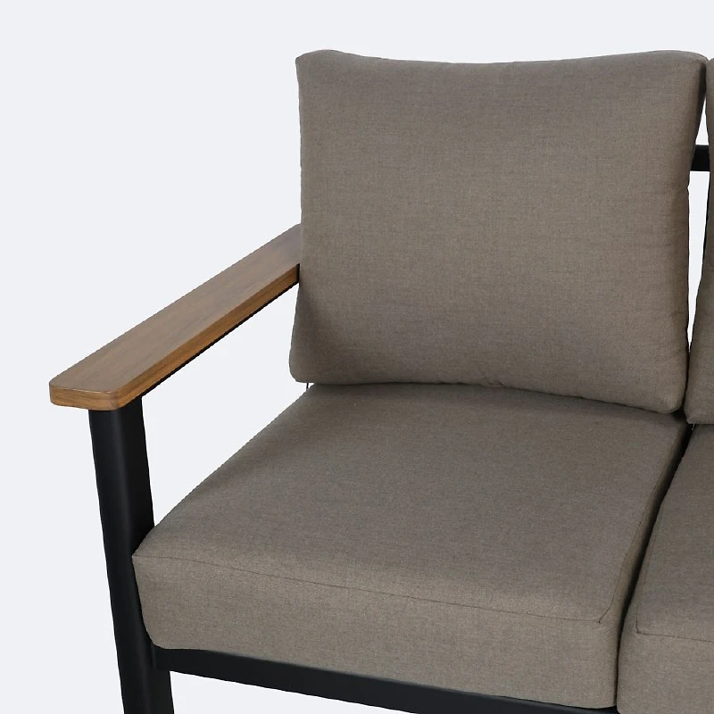 Rumi Sofa Conversation Set - Woodlook/Black Frame / DotBella Truffle Cushion