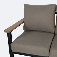 Rumi Sofa Conversation Set - Woodlook/Black Frame / DotBella Truffle Cushion