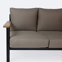 Rumi Sectional - Large - Woodlook/Black Frame / DotBella Truffle Cushion