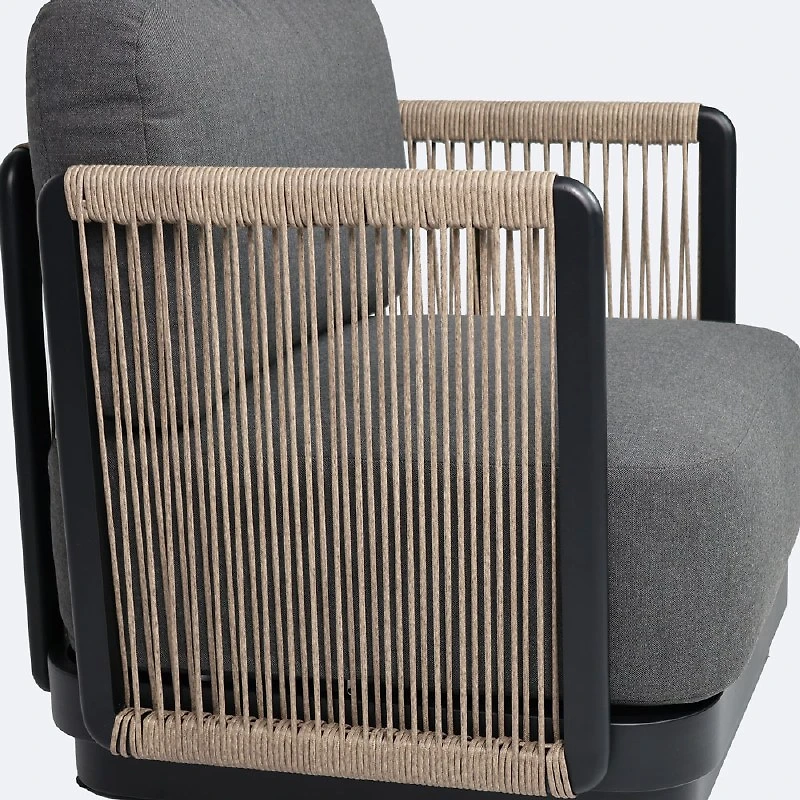 Tova Club Chair - Black Frame, Ash Gray Cushions