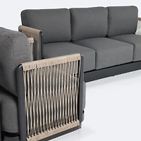 Tova Sofa Conversation Set - Black Frame, Ash Gray Cushions
