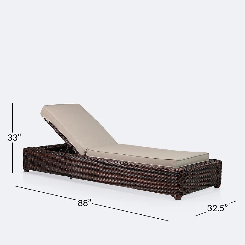 Willow Lounger - Brown Mixed Wicker/Sand Cushion