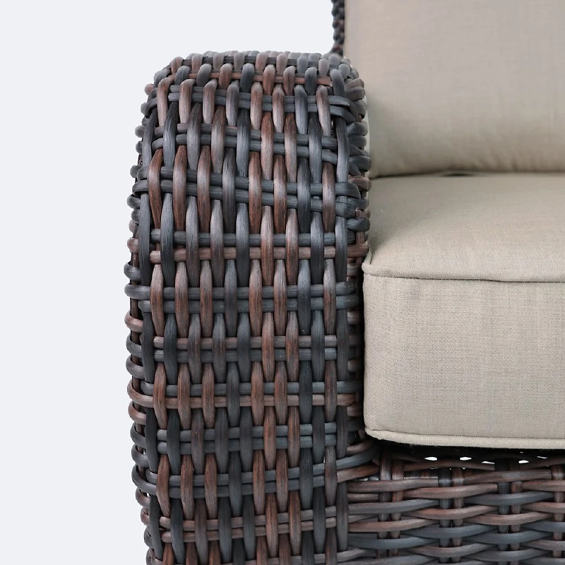 Willow Club Chair - Brown Mixed Wicker/Sand Cushion