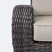 Willow Club Chair - Brown Mixed Wicker/Sand Cushion