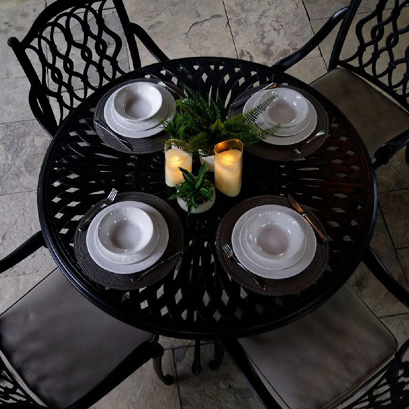 Breeze 60" Round Dining Table - Black Tippet