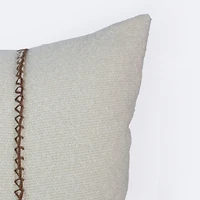 18"x18" Throw Pillow - Ivory Boucle with Stitching