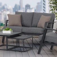 Kyoto Loveseat - Black Frame - Charcoal Cushions