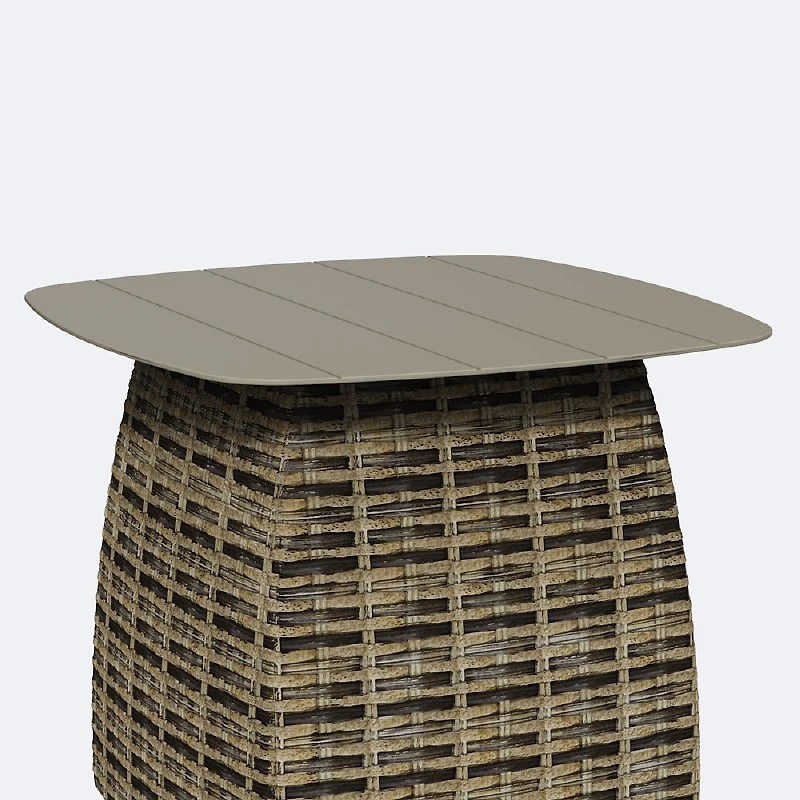 Palm Wicker Set - Taupe Frame / Coffee Wicker / Cream Cushion