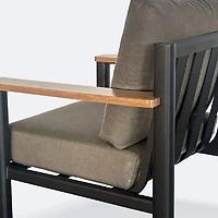 Rumi Club Chair - Woodlook/Black Frame / DotBella Truffle Cushion