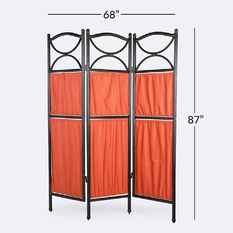 Folding 3 Panel Privacy Screen - Black Tippet and Terracotta