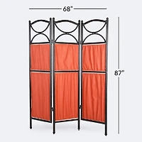 Folding 3 Panel Privacy Screen - Black Tippet and Terracotta