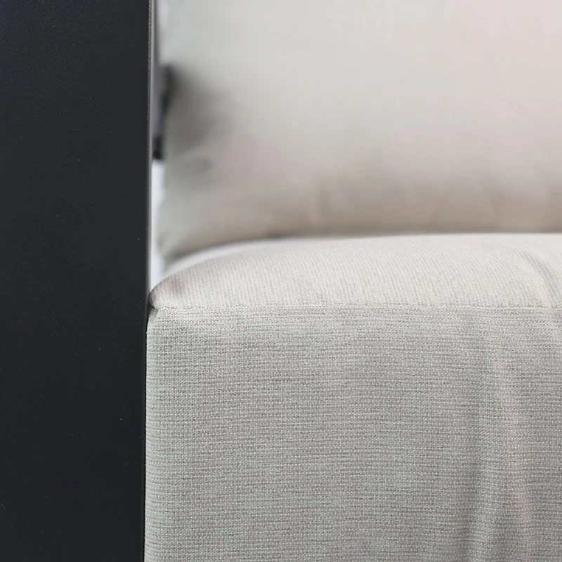 Troy Club Chair - Black Frame - Beige Cushions