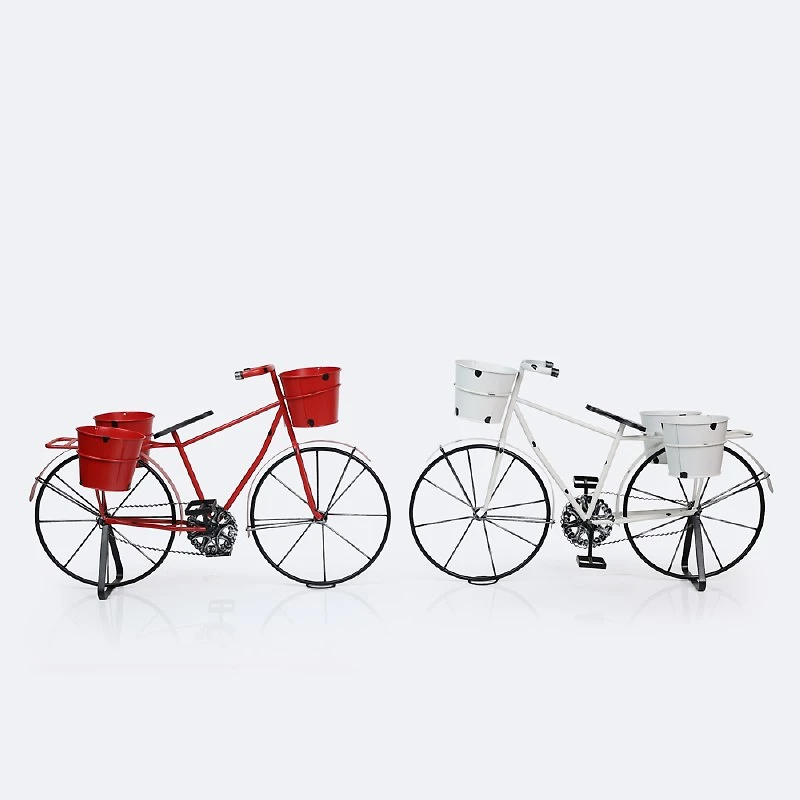 Decorative Metal Bicycle Planter - Red