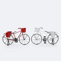 Decorative Metal Bicycle Planter - Red