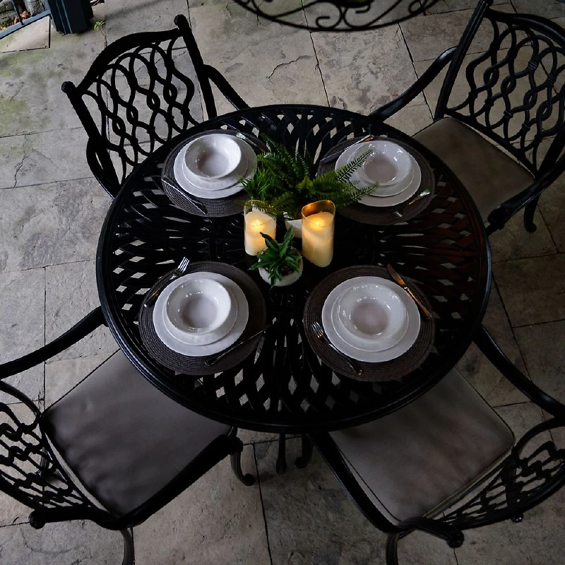 Blanca Dining Set - 4 Seats - Black Tippet