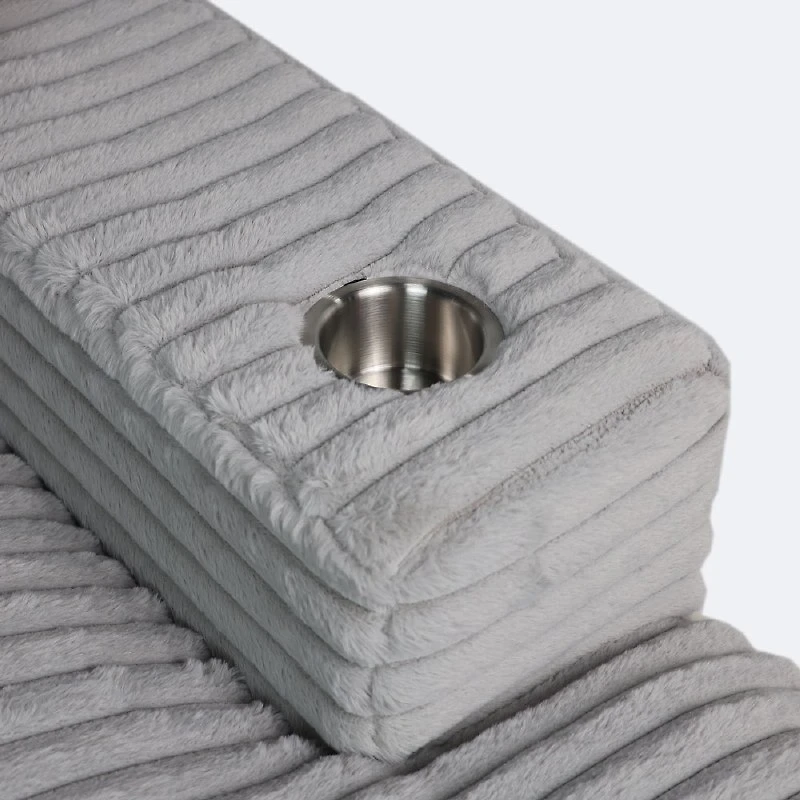 Luna Ultra Plush Sectional with Dual Cupholders and USB Ports - Grey