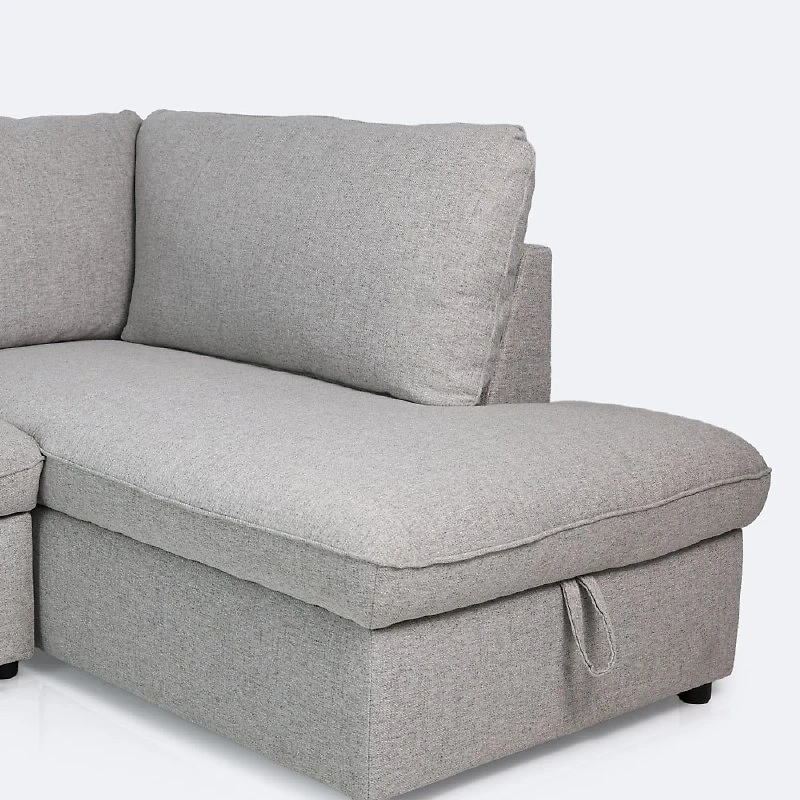 Maddox Right Hand Facing Sleeper Sectional with Storage Chaise - Grey