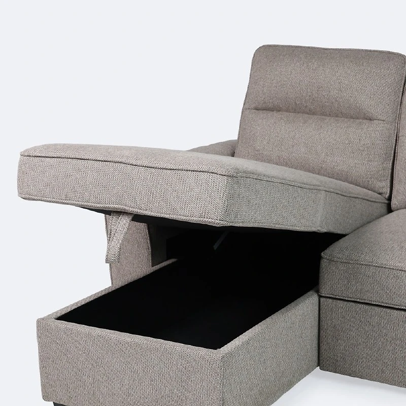 Morris Reversible Sleeper Sectional with Storage Chaise - Taupe