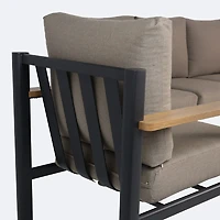 Rumi Sofa Conversation Set - Woodlook/Black Frame / DotBella Truffle Cushion