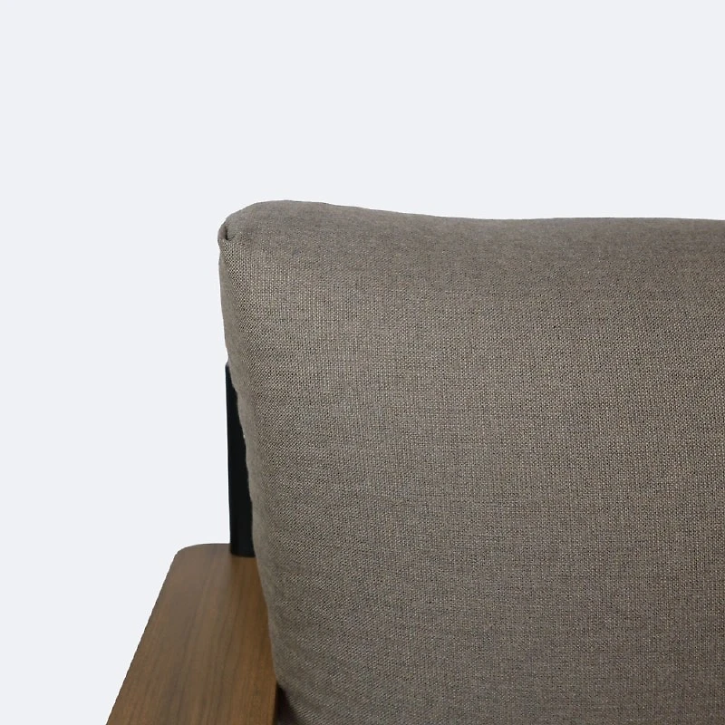 Rumi Sectional - Large - Woodlook/Black Frame / DotBella Truffle Cushion