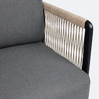 Tova Sectional - Black Frame, Ash Gray Cushions