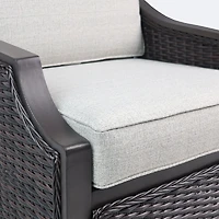 Vienna Club Swivel Glider Set - Brown Frame/Wicker, Linen Cushions