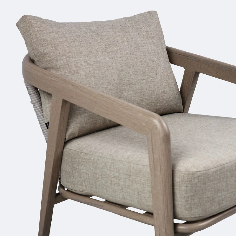 Celine Club Chair - Driftwood Frame, Mushroom Cushions