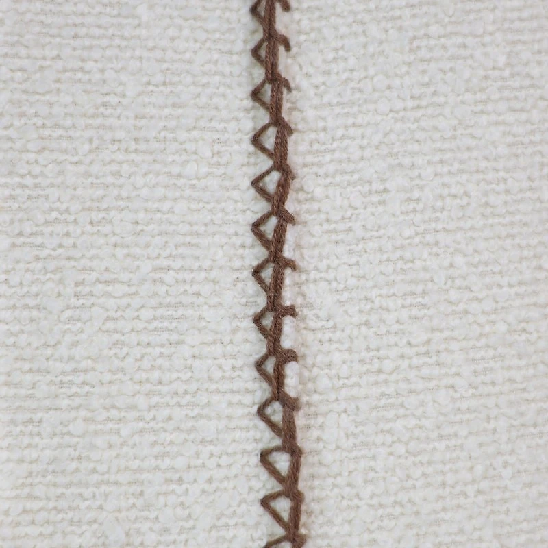 18"x18" Throw Pillow - Ivory Boucle with Stitching