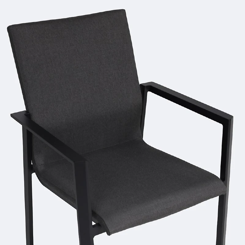 Manhattan Sling Padded Chair - Black Frame / Sunbrella Logan Graphite Sling