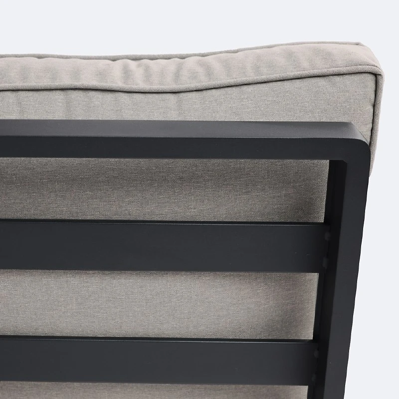 Elloise Reclining Sectional  - Black Frame, Grey Clay Cushions