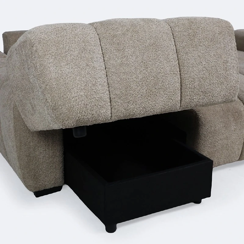 Nomi Left- Hand Facing Sectional Media Sleeper- Latte