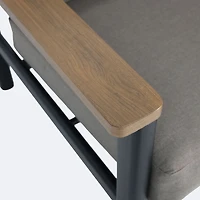 Rumi L-Shape Sectional - Woodlook/Black Frame / DotBella Truffle Cushion