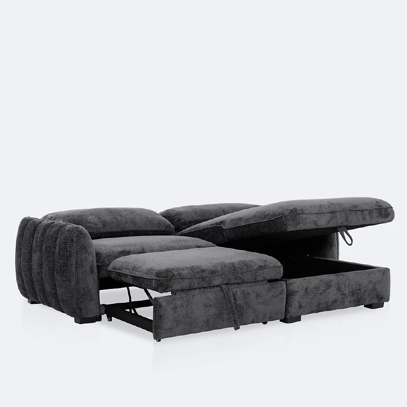 Albus Reversible Loveseat Sectional Sleeper - Charcoal