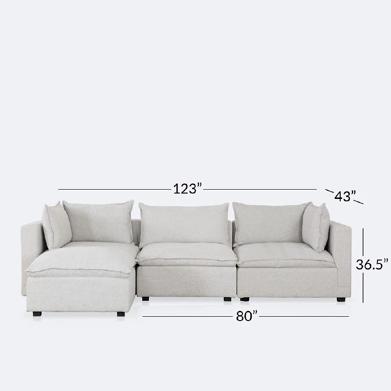 Stratus Cloud 4 Piece Sectional - Perlie Cream