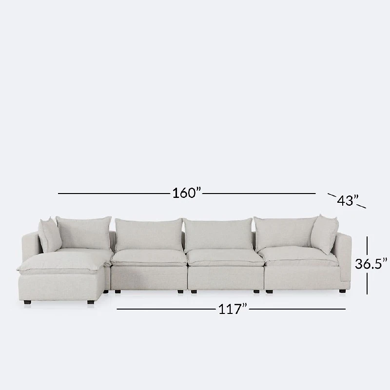 Stratus Cloud 5 Piece Sectional - Perlie Cream