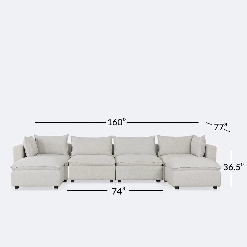 Stratus Cloud 6 Piece Sectional - Perlie Cream