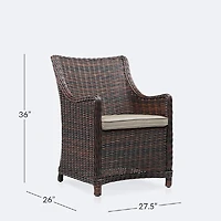 Willow Dining Armchair - Brown Mixed Wicker/Sand Cushion