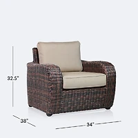 Willow Club Chair - Brown Mixed Wicker/Sand Cushion