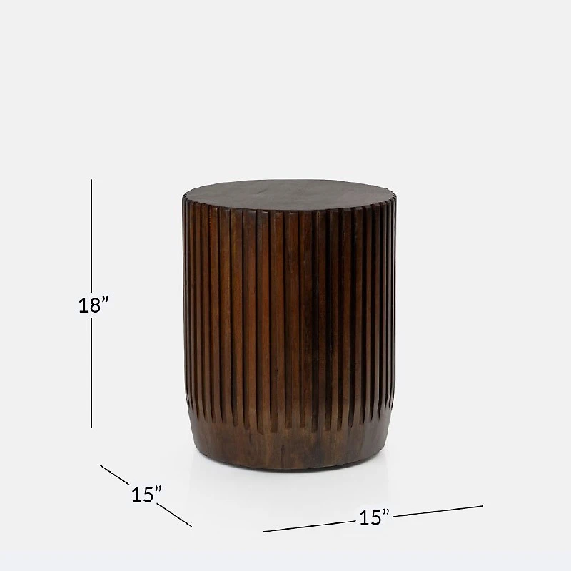Ambrose Drum Accent Table - Walnut