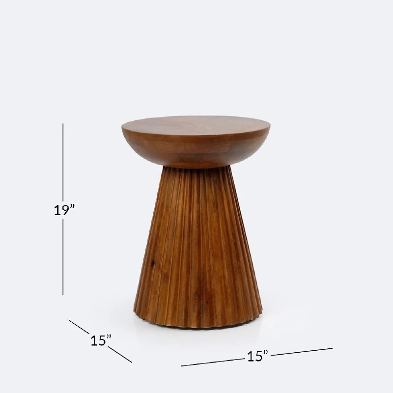 Ambrose Hourglass Accent Table - Natural Shesham